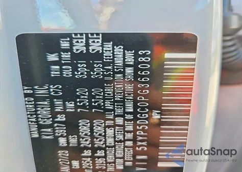 2023 Kia Telluride Sx-Prestige X-Line z USA, uszkodzony, nr VIN 5XYP5DGC0PG366083